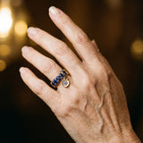 Anillo Antiguo en Oro y Cristal Azul